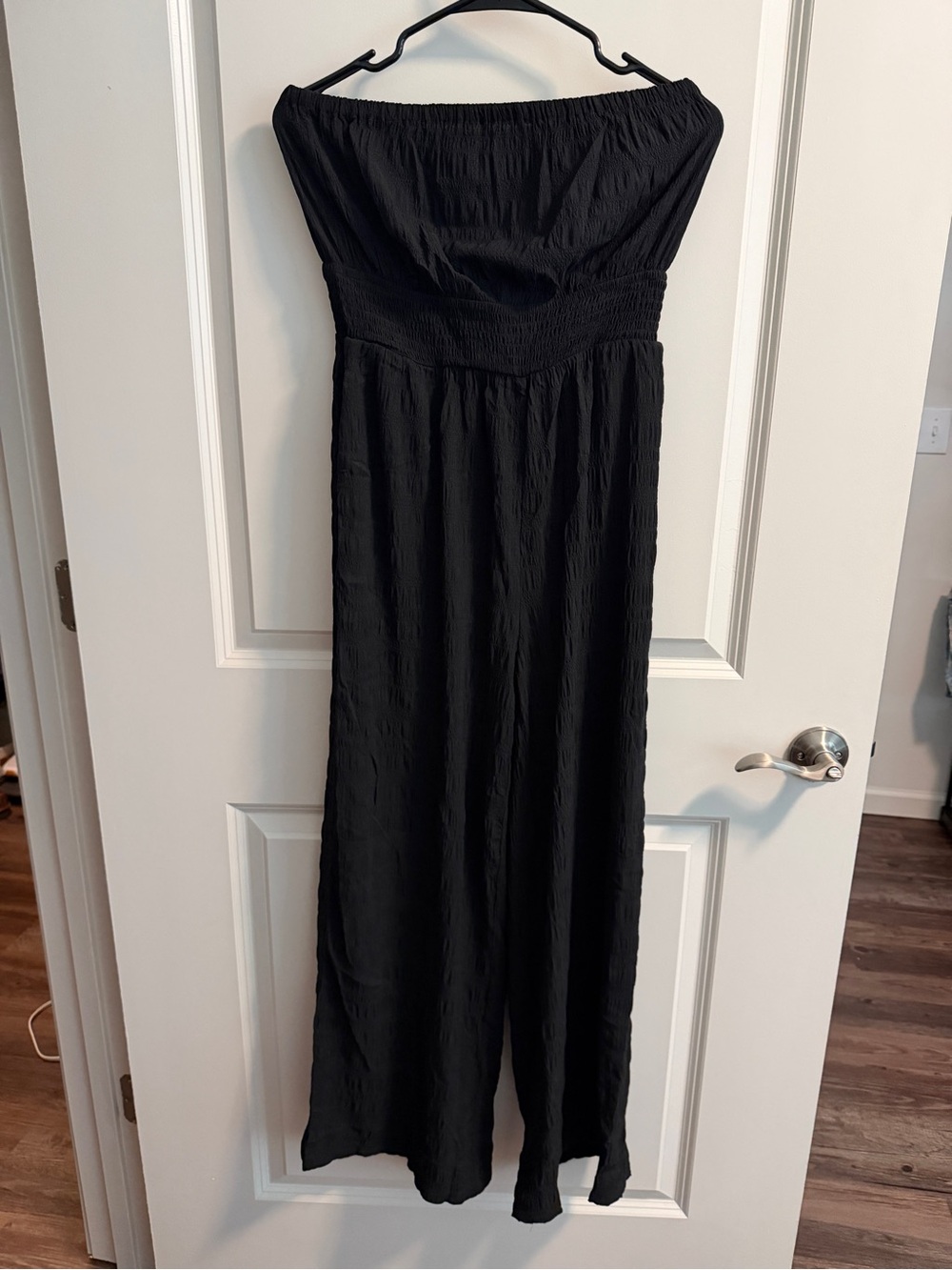 Cupshe Black Strapless Wide-Leg Jumpsuit